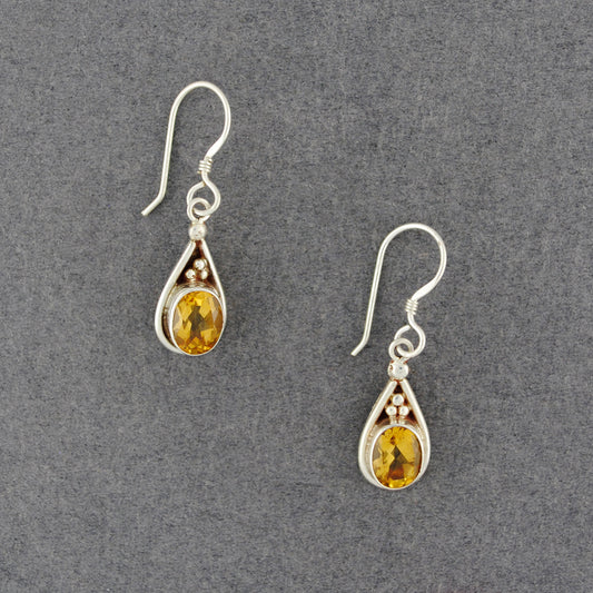 Sterling Silver Citrine Teardrop Earrings