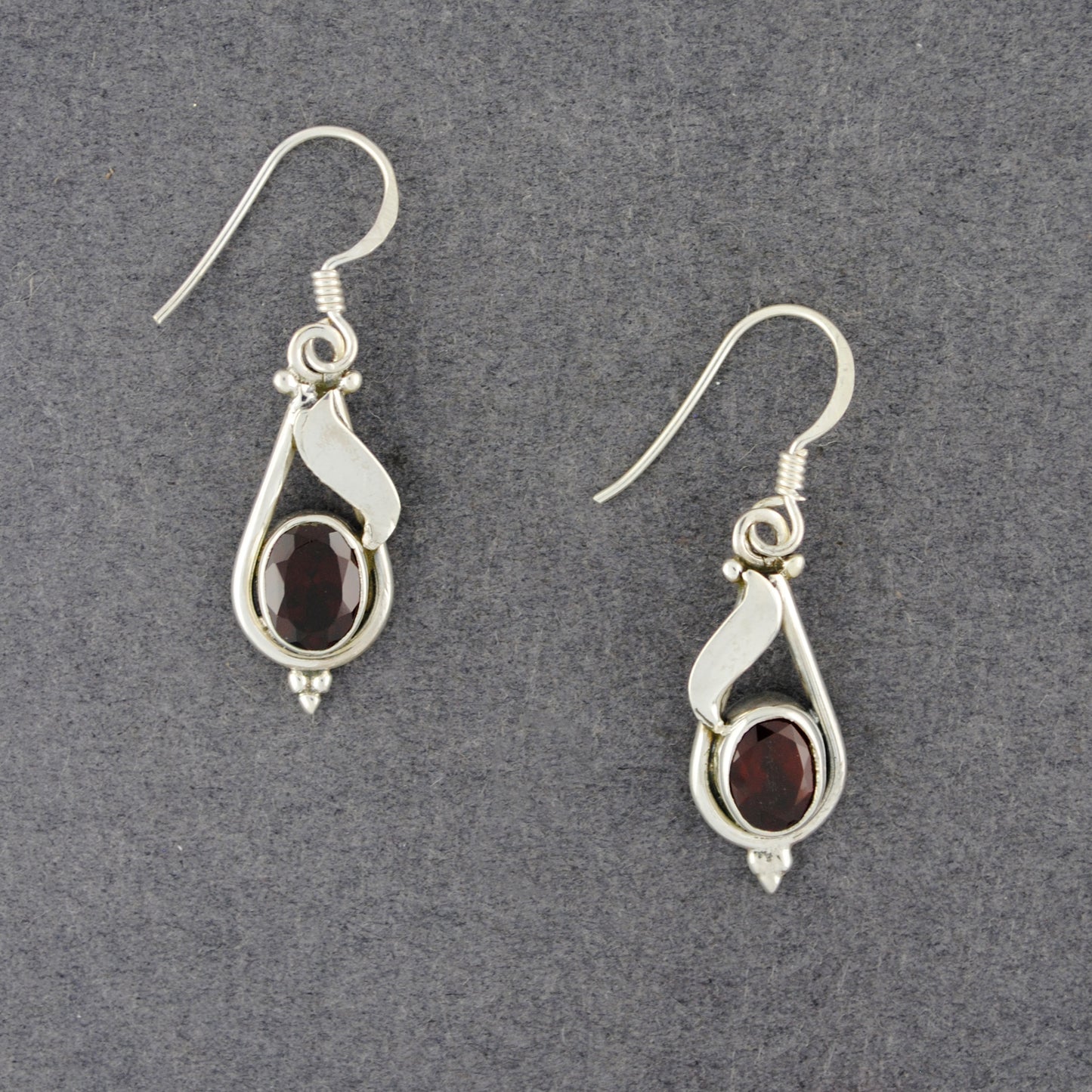 Sterling Silver Garnet Drop Earrings