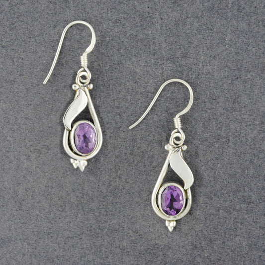 Sterling Silver Amethyst Drop Earrings