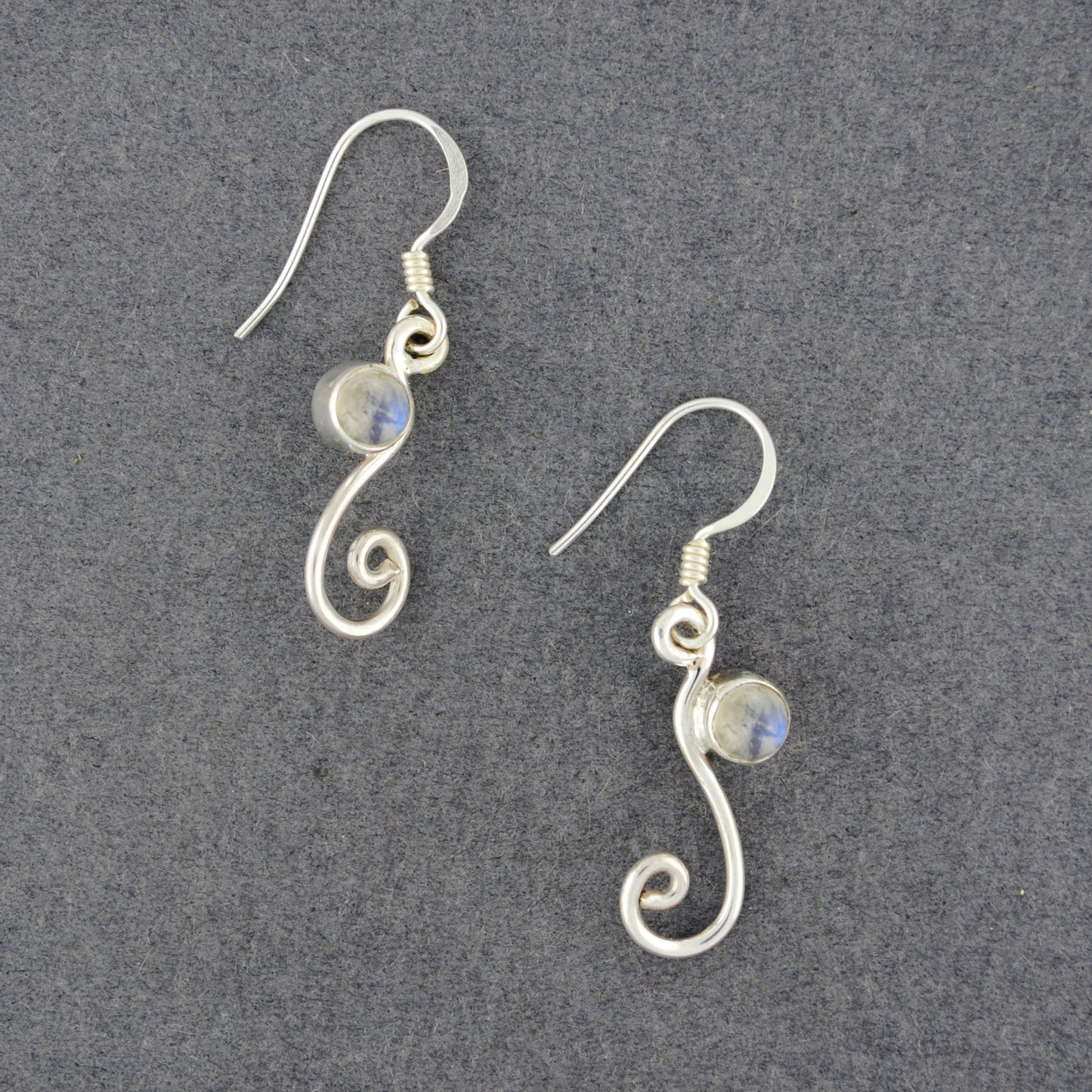 Sterling Silver Moonstone Swirl Earrings