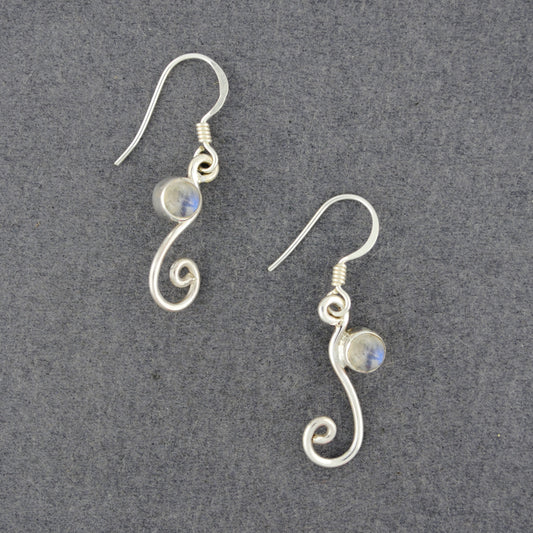 Sterling Silver Moonstone Swirl Earrings