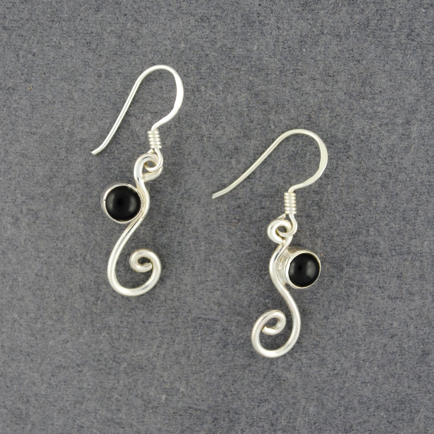 Sterling Silver Onyx Swirl Earrings