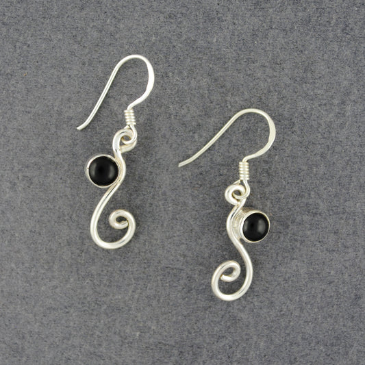 Sterling Silver Onyx Swirl Earrings