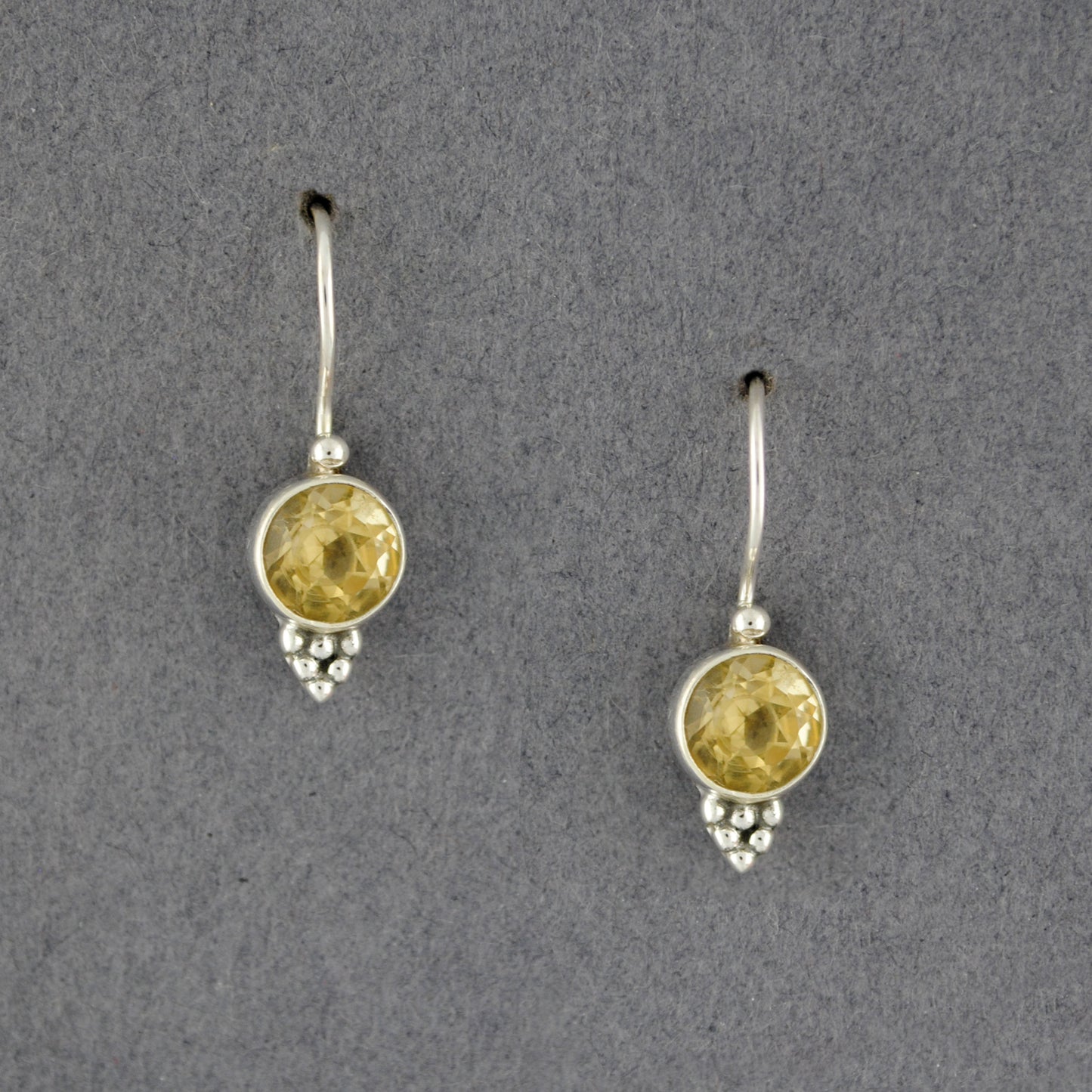 Sterling Silver Citrine Circle Earrings