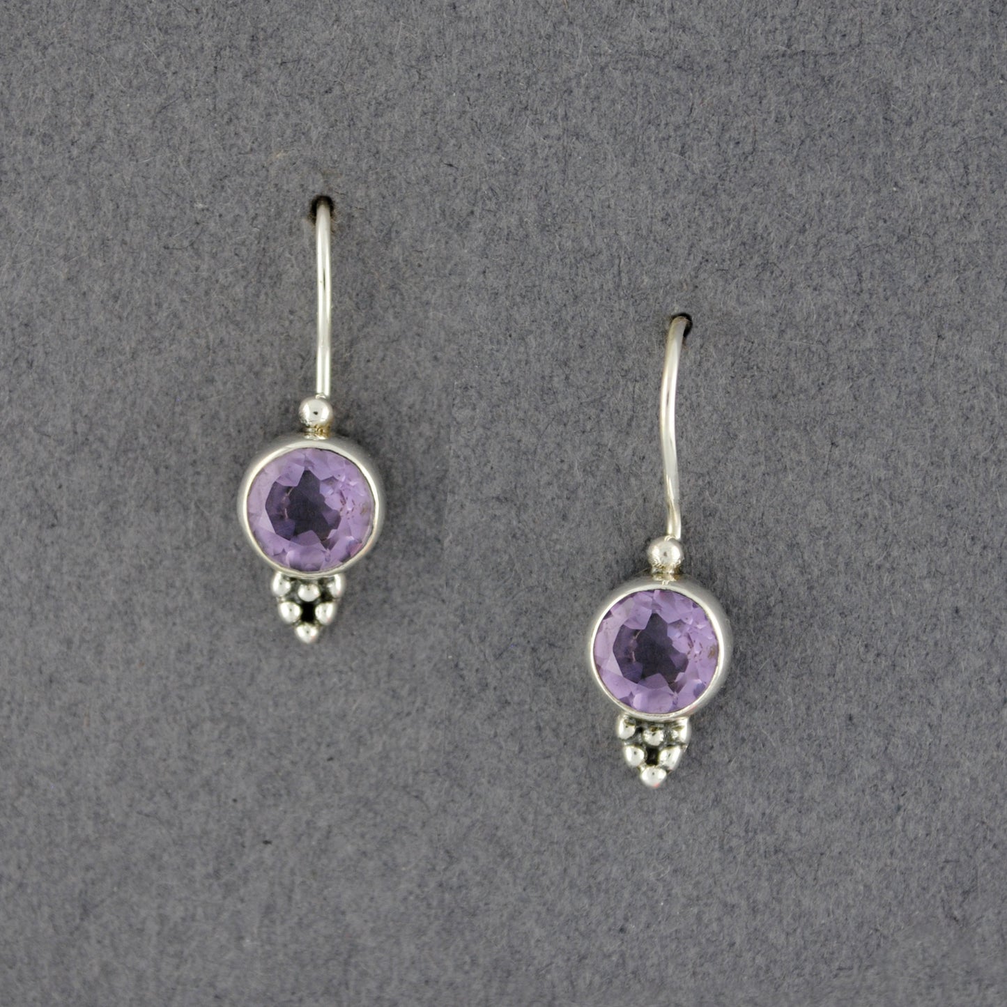Sterling Silver Amethyst Circle Earrings