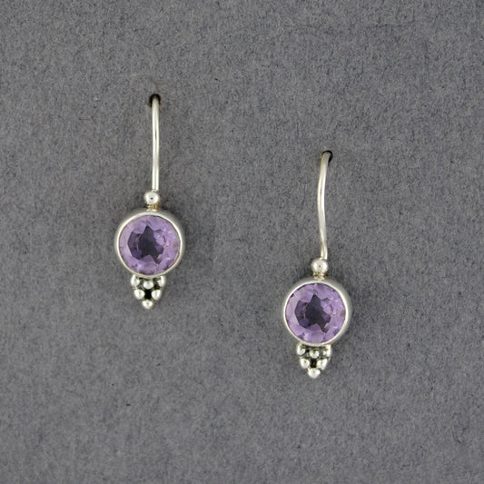 Sterling Silver Amethyst Circle Earrings