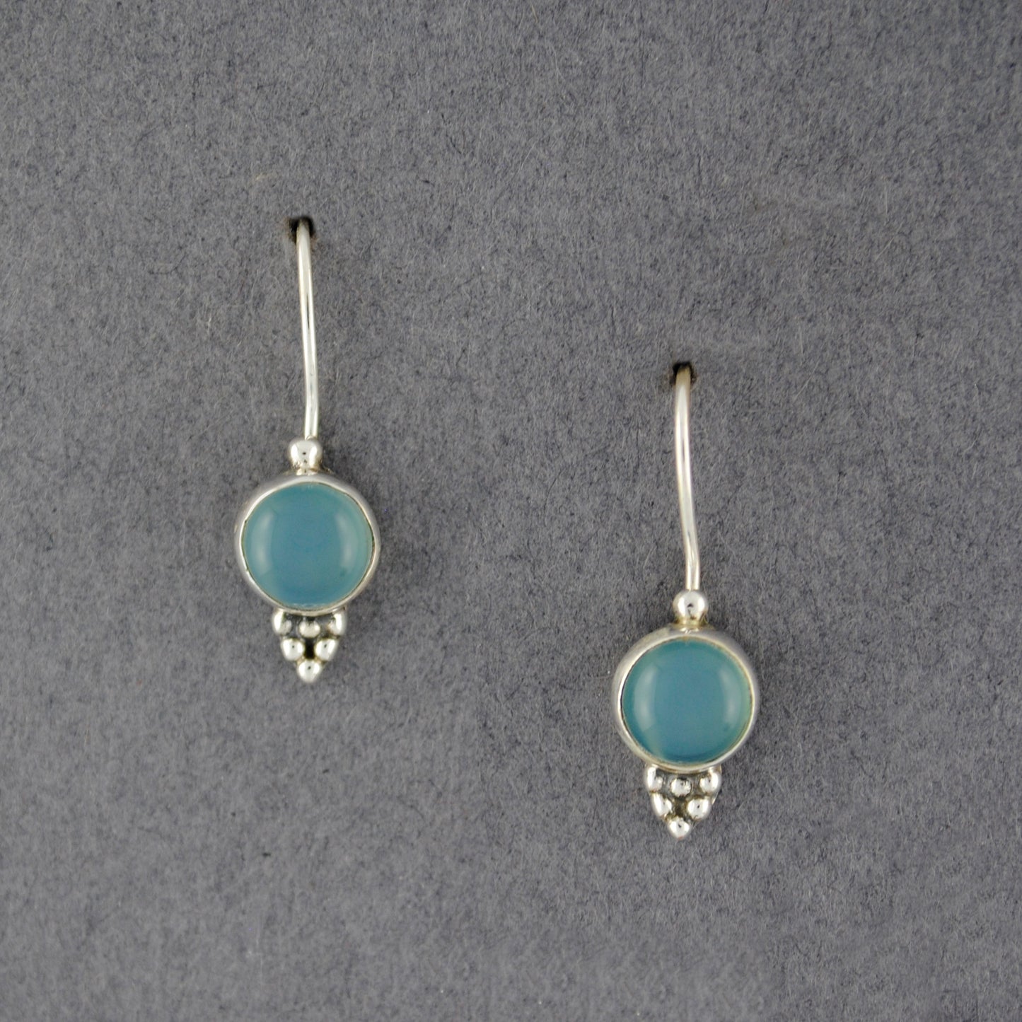 Sterling Silver Chalcedony Circle Earrings