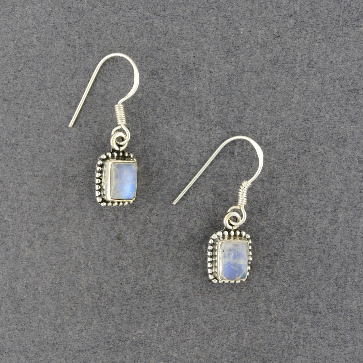 Sterling Silver Moonstone Rectangle Earrings