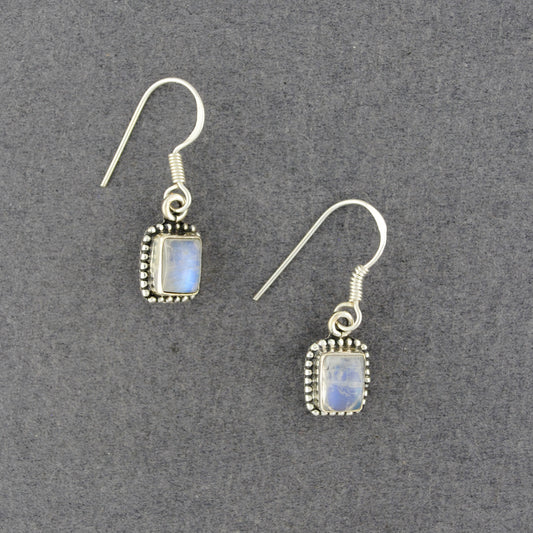 Sterling Silver Moonstone Rectangle Earrings