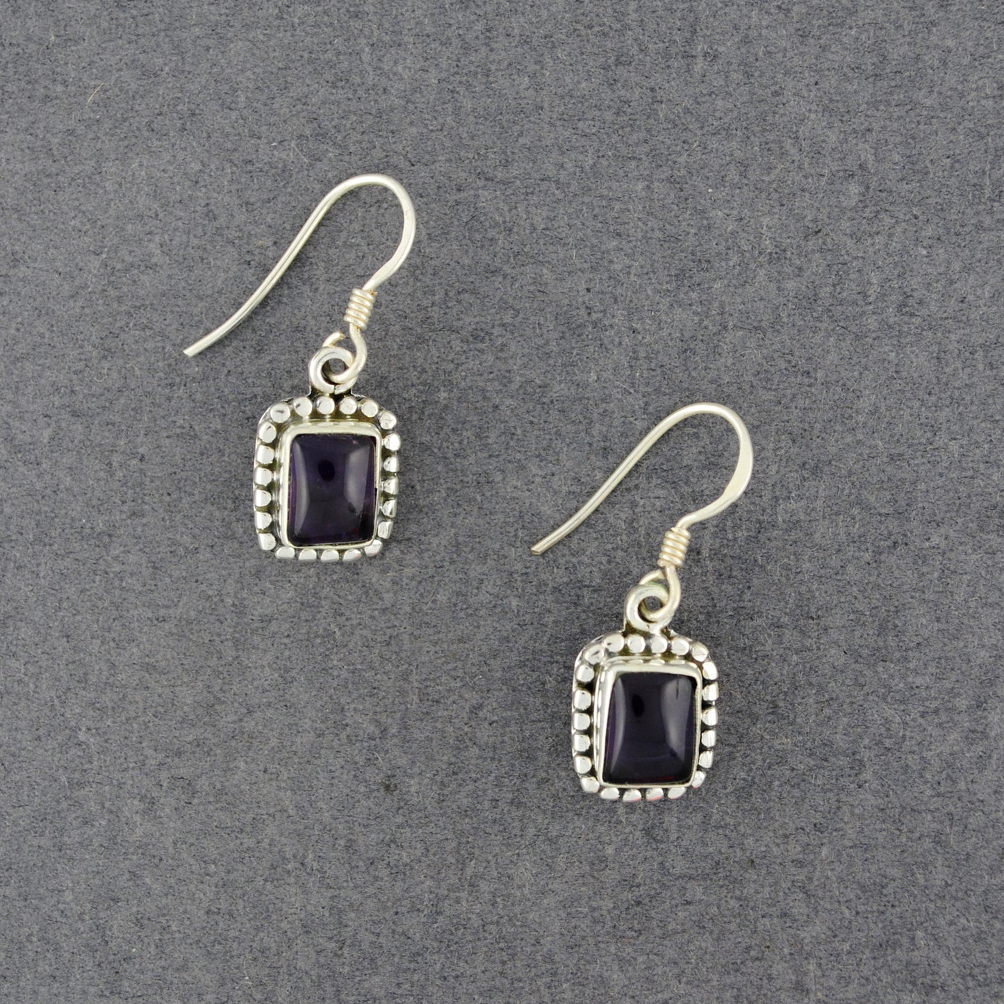 Sterling Silver Amethyst Rectangle Earrings
