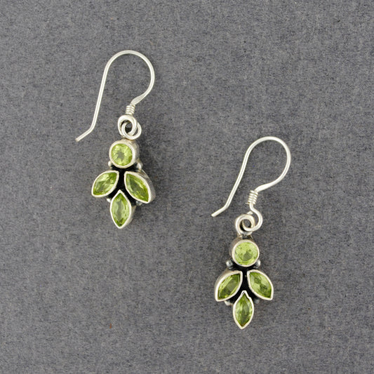 Sterling Silver Peridot Leaf Earrings