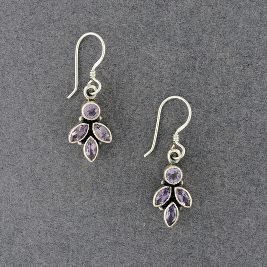 Sterling Silver Amethyst Leaf Earrings