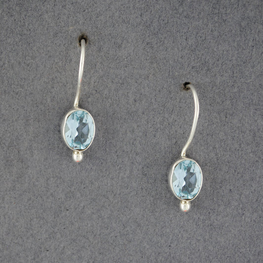 Sterling Silver Blue Topaz Simple Oval Earrings