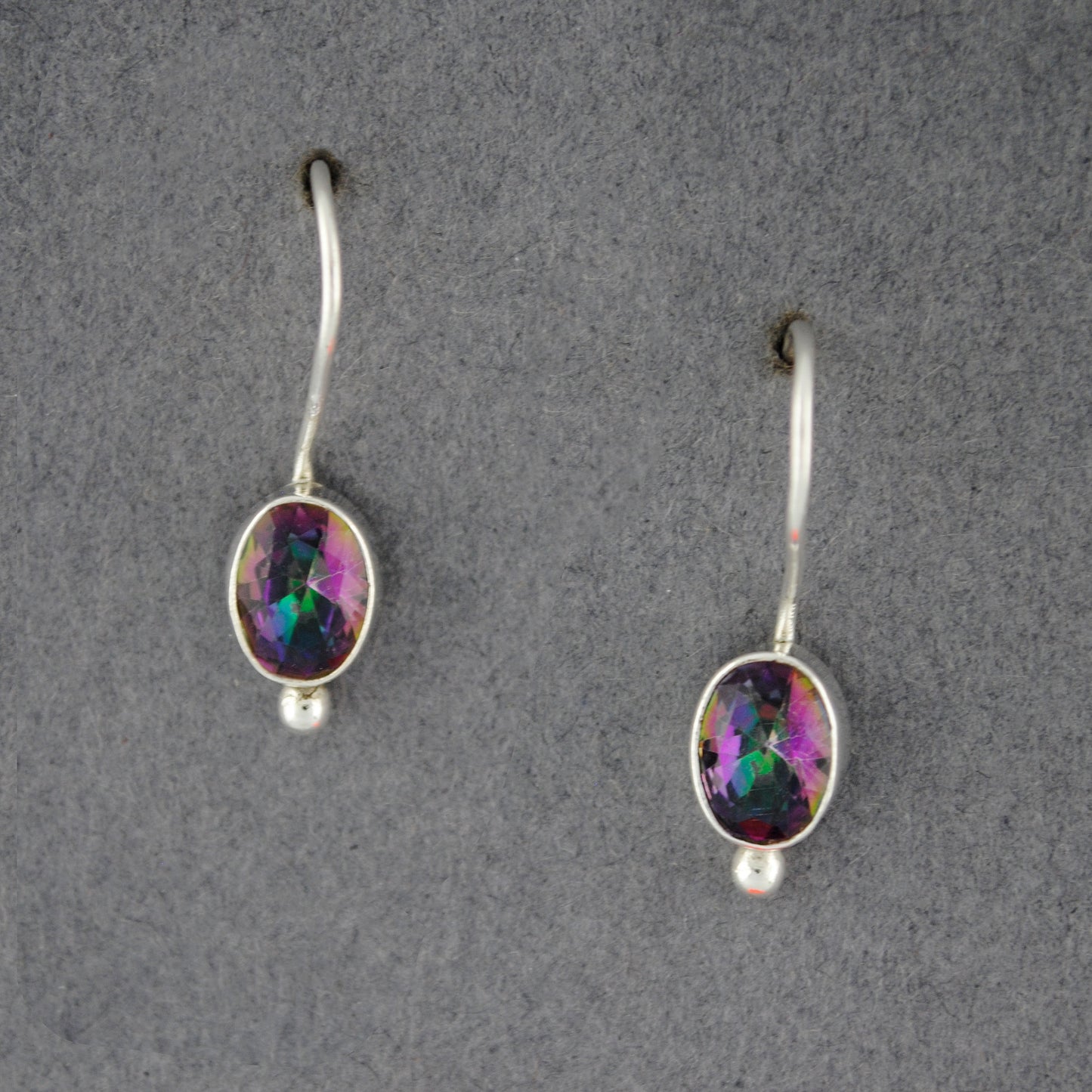 Sterling Silver Mystic Topaz Simple Oval Earrings