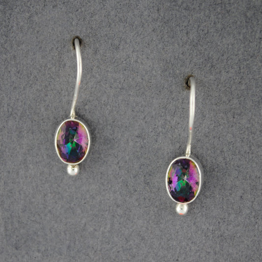 Sterling Silver Mystic Topaz Simple Oval Earrings