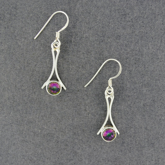 Sterling Silver Mystic Topaz Curved Lines Earrings
