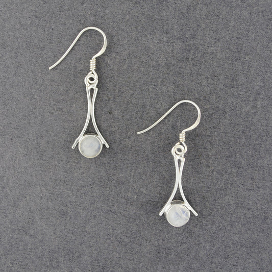 Sterling Silver Moonstone Curved Lines Earrings