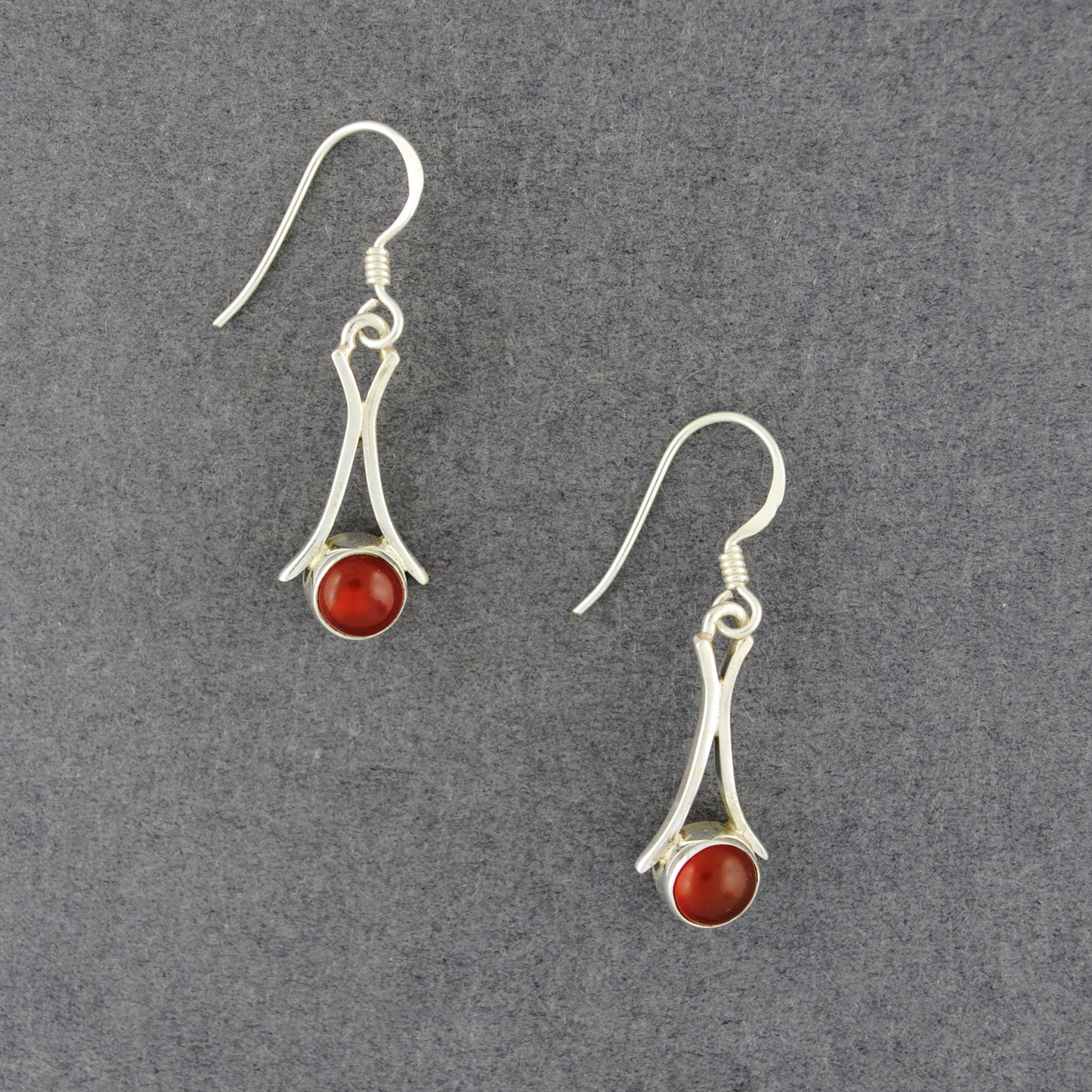 Sterling Silver Carnelian Curved Lines Earrings