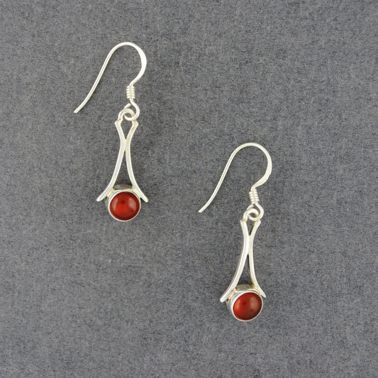 Sterling Silver Carnelian Curved Lines Earrings