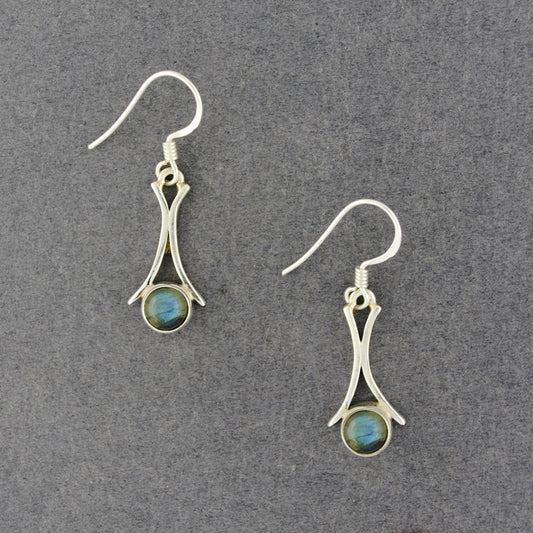Sterling Silver Labradorite Curved Lines Earrings
