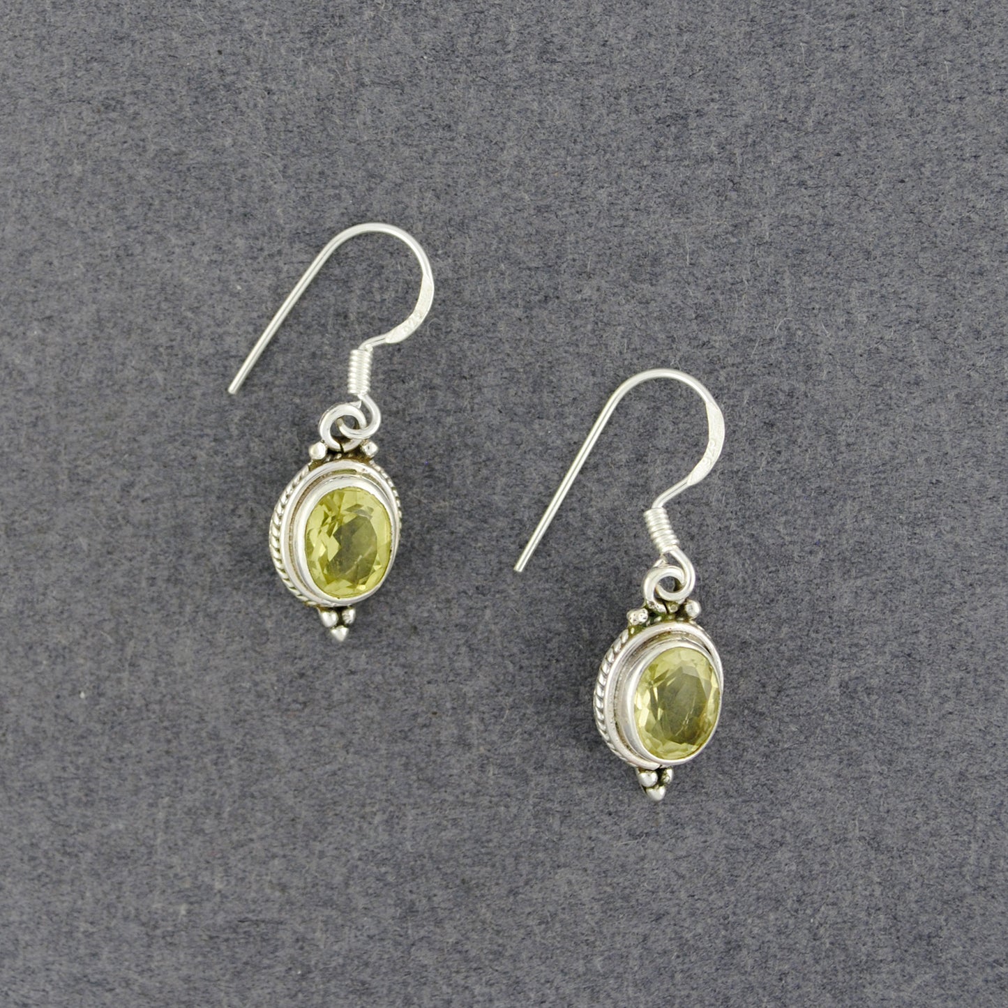 Sterling Silver Lemon Topaz Oval Dangle Earrings
