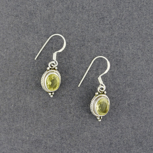 Sterling Silver Lemon Topaz Oval Dangle Earrings
