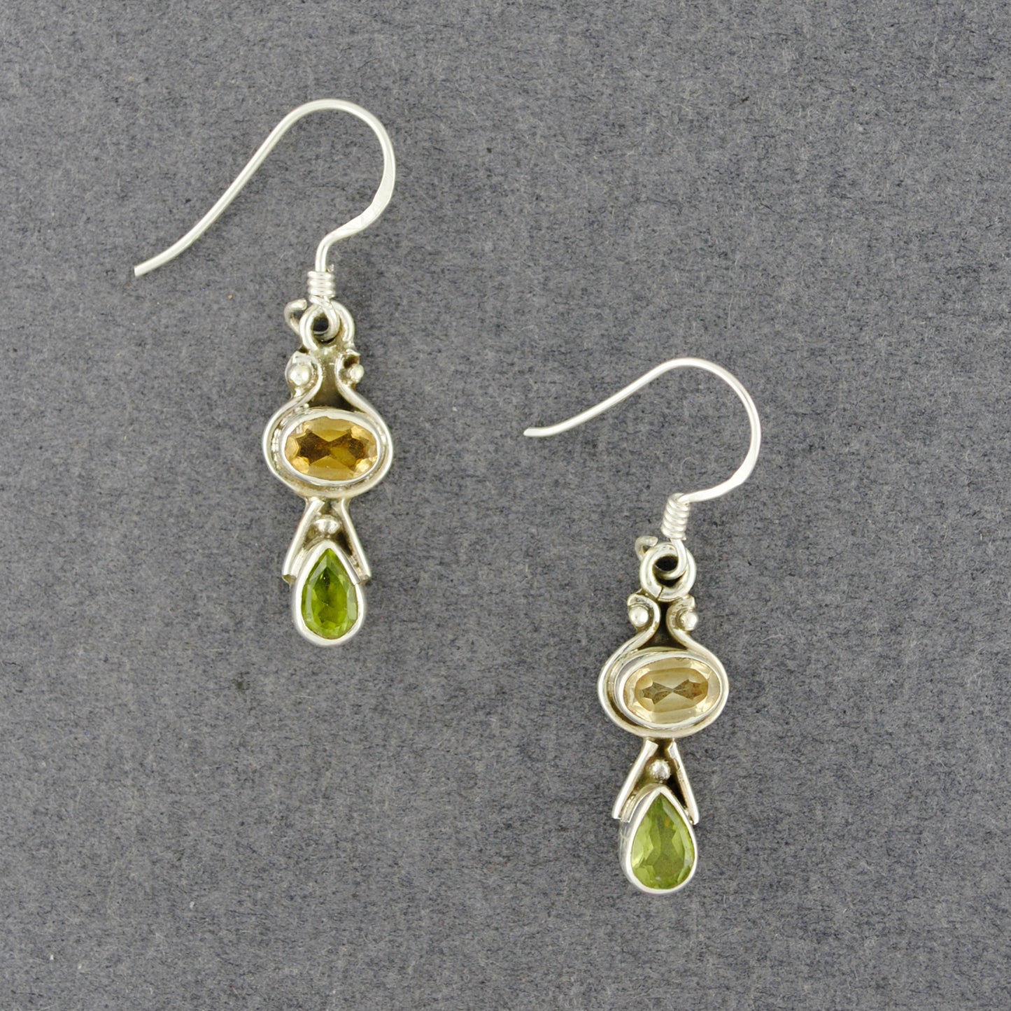 Sterling Silver Citrine & Peridot Dangle Earrings