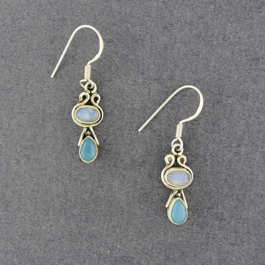 Sterling Silver Garnet Double Teardrop Earrings