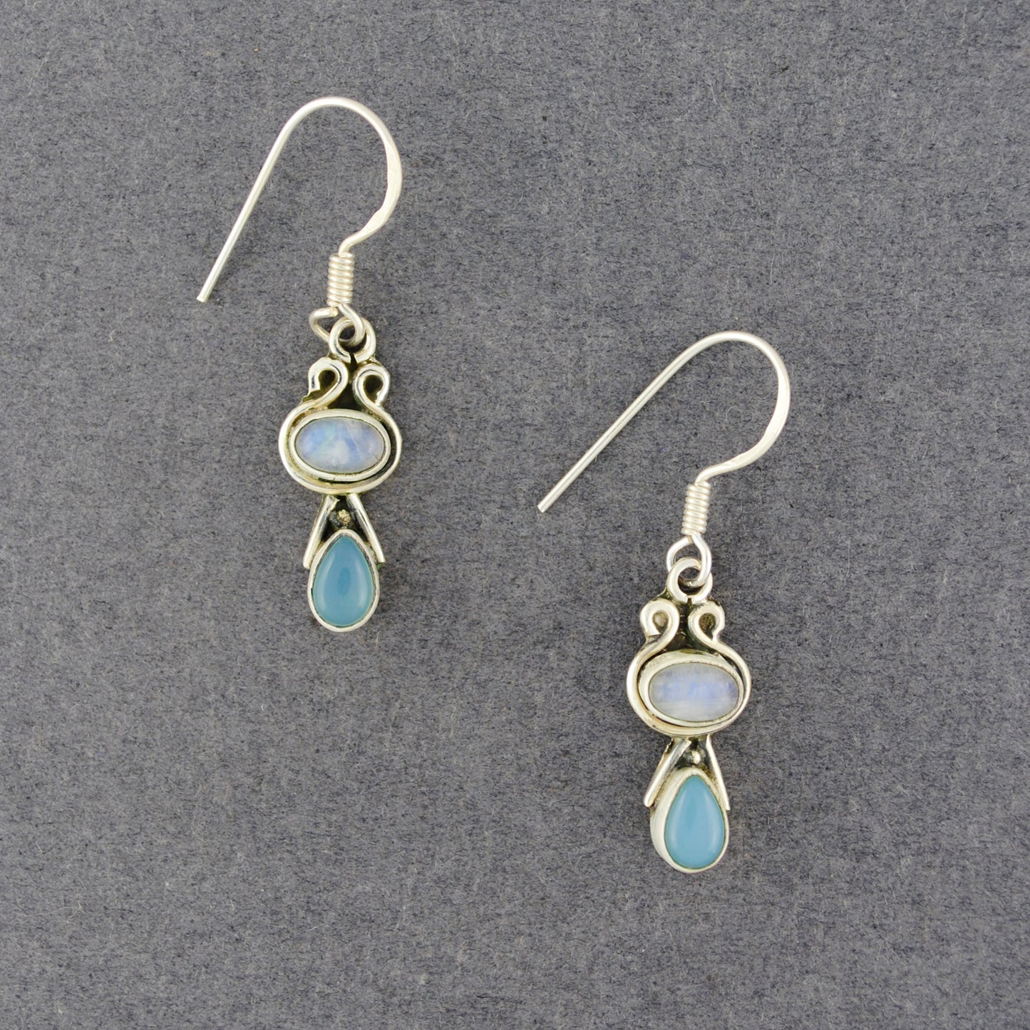 Sterling Silver Chalcedony & Moonstone Dangle Earrings