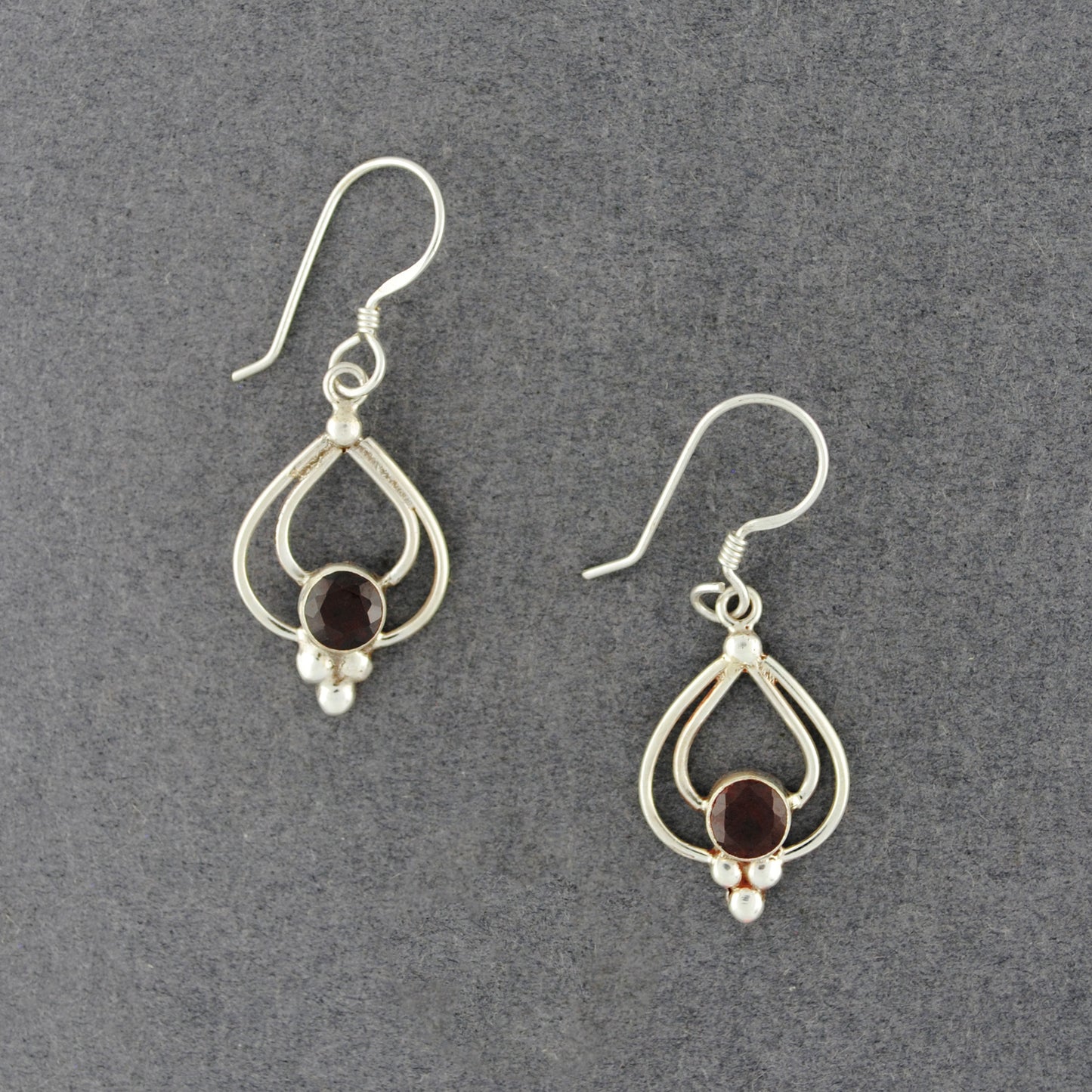 Sterling Silver Garnet Double Teardrop Earrings