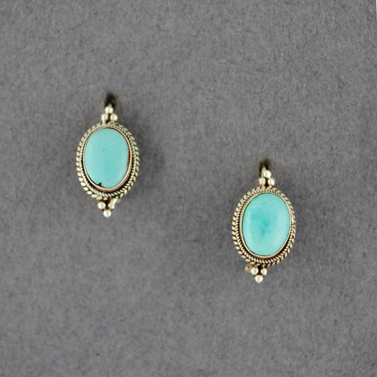 Sterling Silver Turquoise Oval Earrings