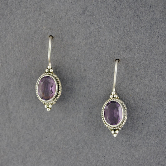 Sterling Silver Amethyst Oval Earrings