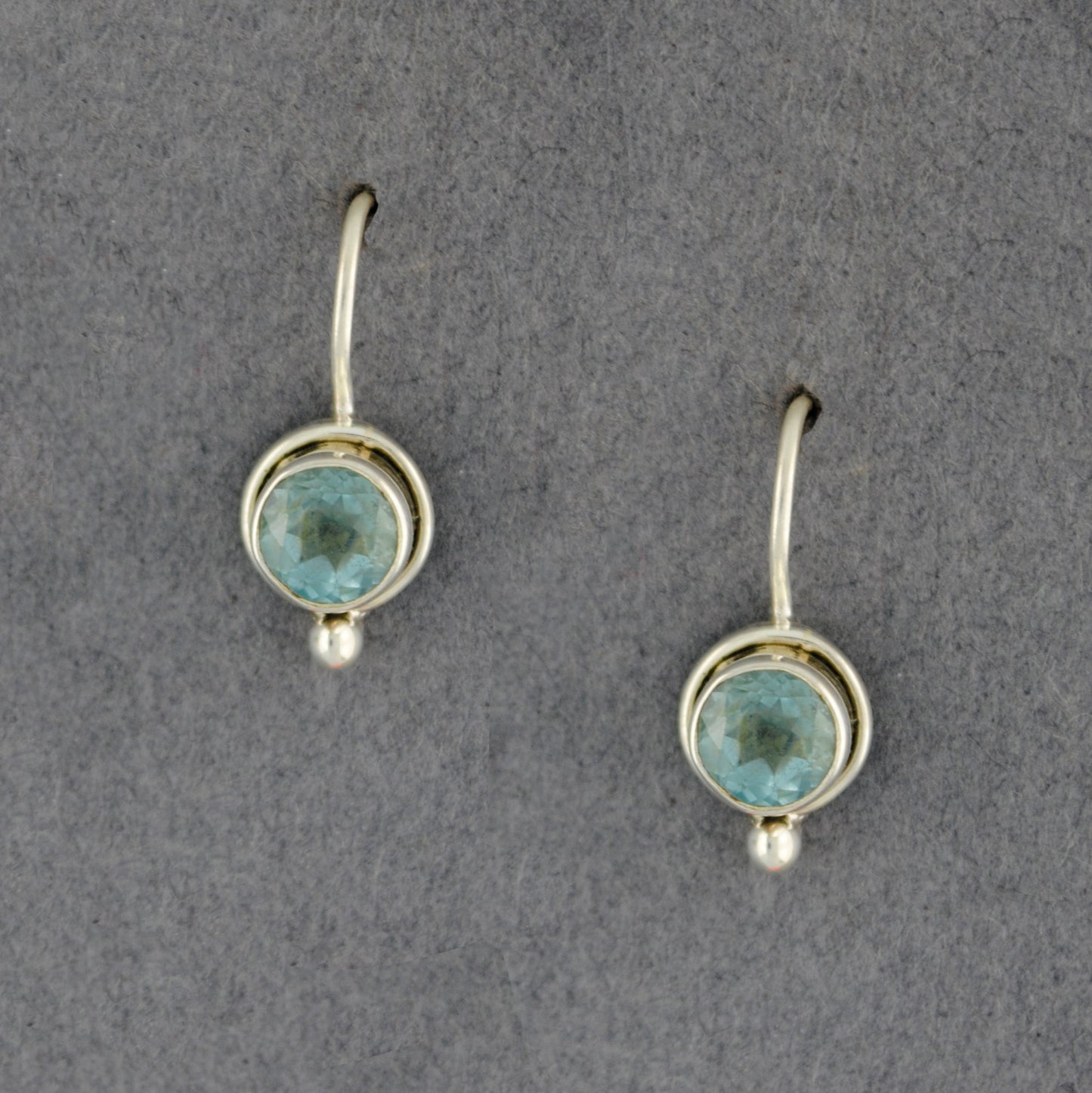 Sterling Silver Blue Topaz Simple Circle Earrings