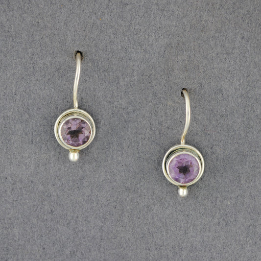 Sterling Silver Amethyst Simple Circle Earrings