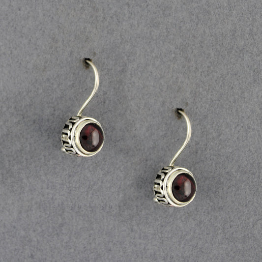Sterling Silver Garnet Small Circle Earrings