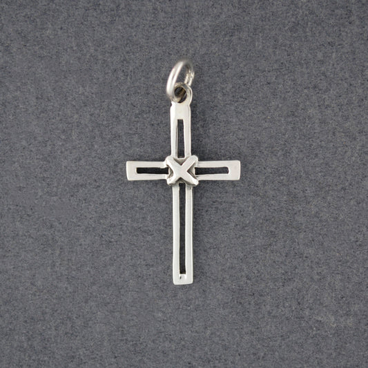 Sterling Silver Open Cross with Detail Pendant