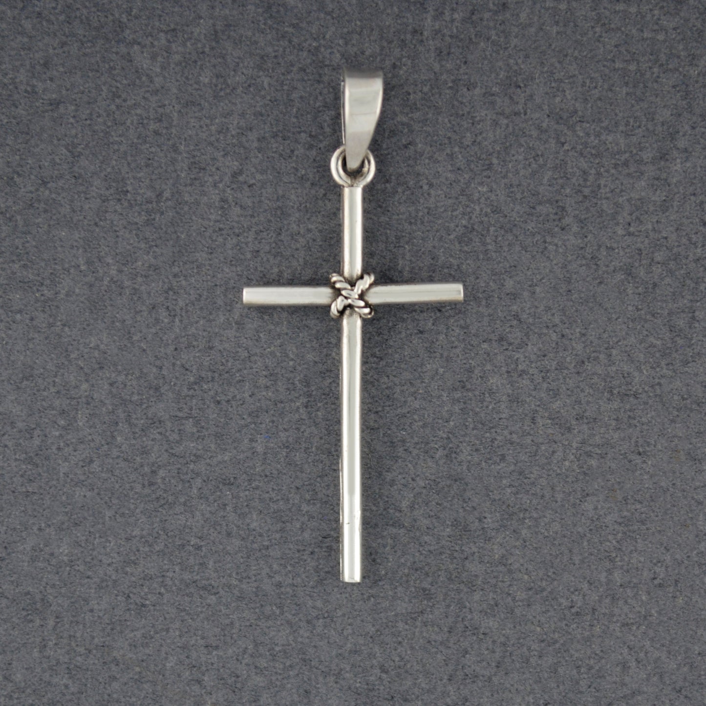 Sterling Silver Long Cross with Rope Pendant