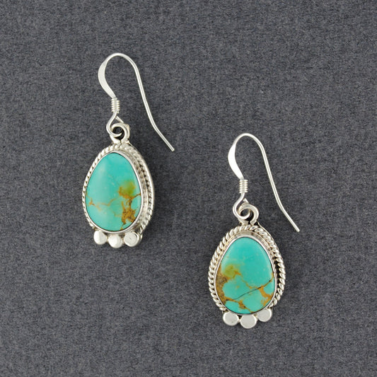 Sterling Silver Turquoise Teardrop Dots And Twist Earrings