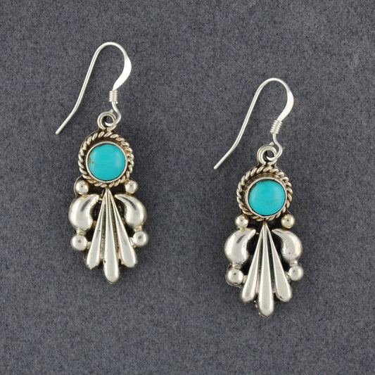 Sterling Silver Turquoise Detailed Drop Earrings