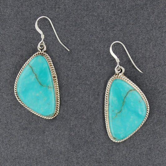 Sterling Silver Turquoise Triangle with Twist Earrings