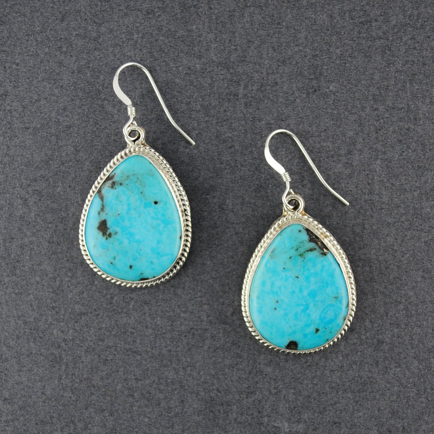 Sterling Silver Turquoise Teardrop with Twist Earrings