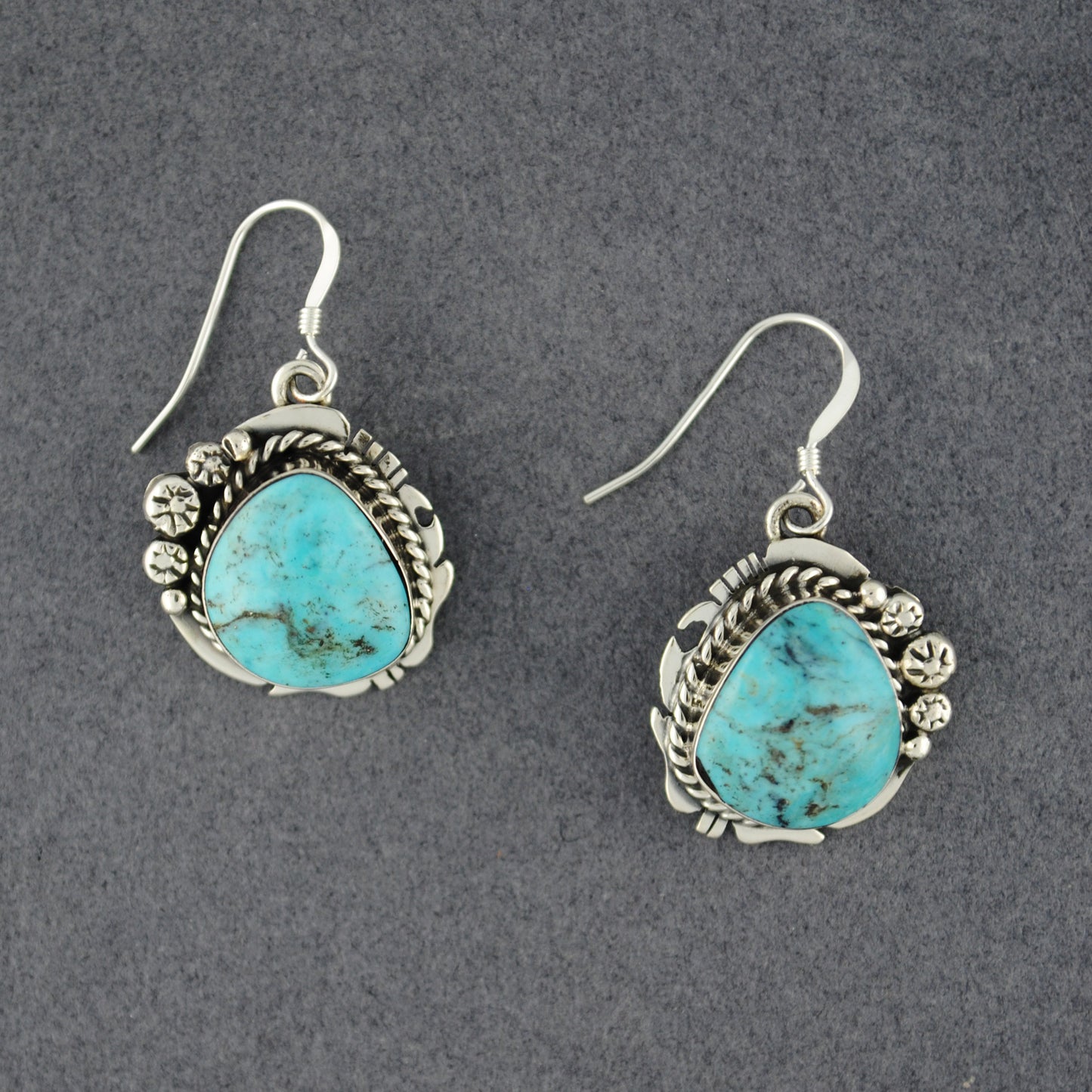 Sterling Silver Turquoise Detailed Bezel Earrings