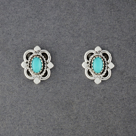 Sterling Silver Turquoise Framed Post Earrings