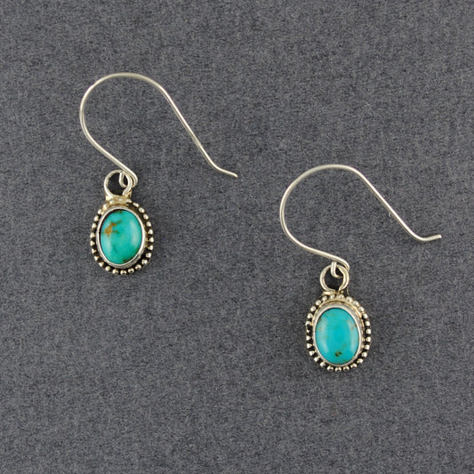 Sterling Silver Turquoise Oval Dangle Earrings