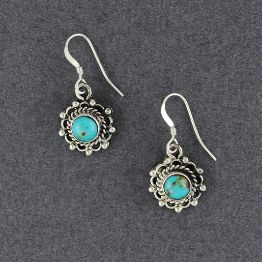 Sterling Silver Turquoise Detailed Circle Earrings