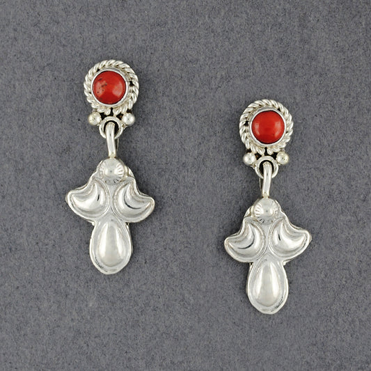 Sterling Silver Coral with Drop Post Earrings