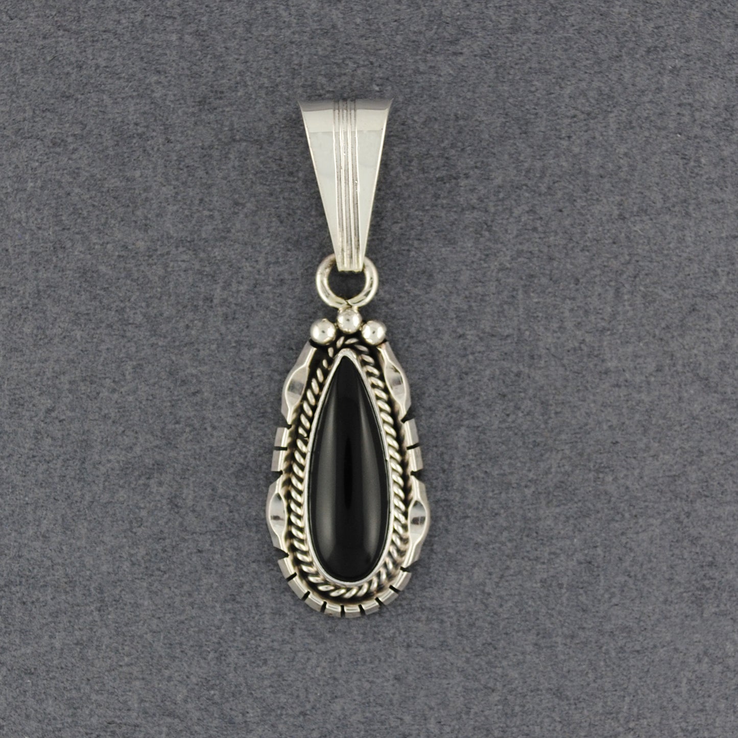 Sterling Silver Onyx Small Teardrop Pendant