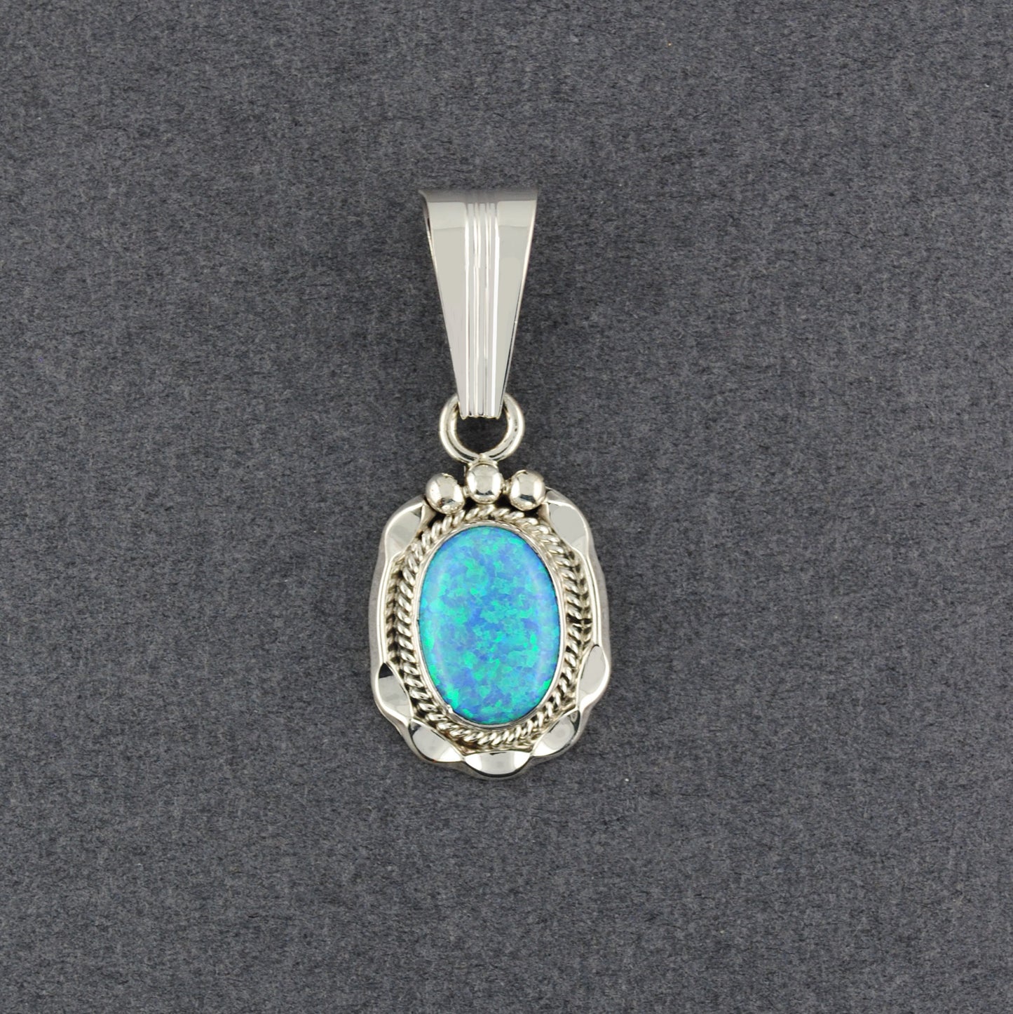 Sterling Silver Opal Oval Pendant