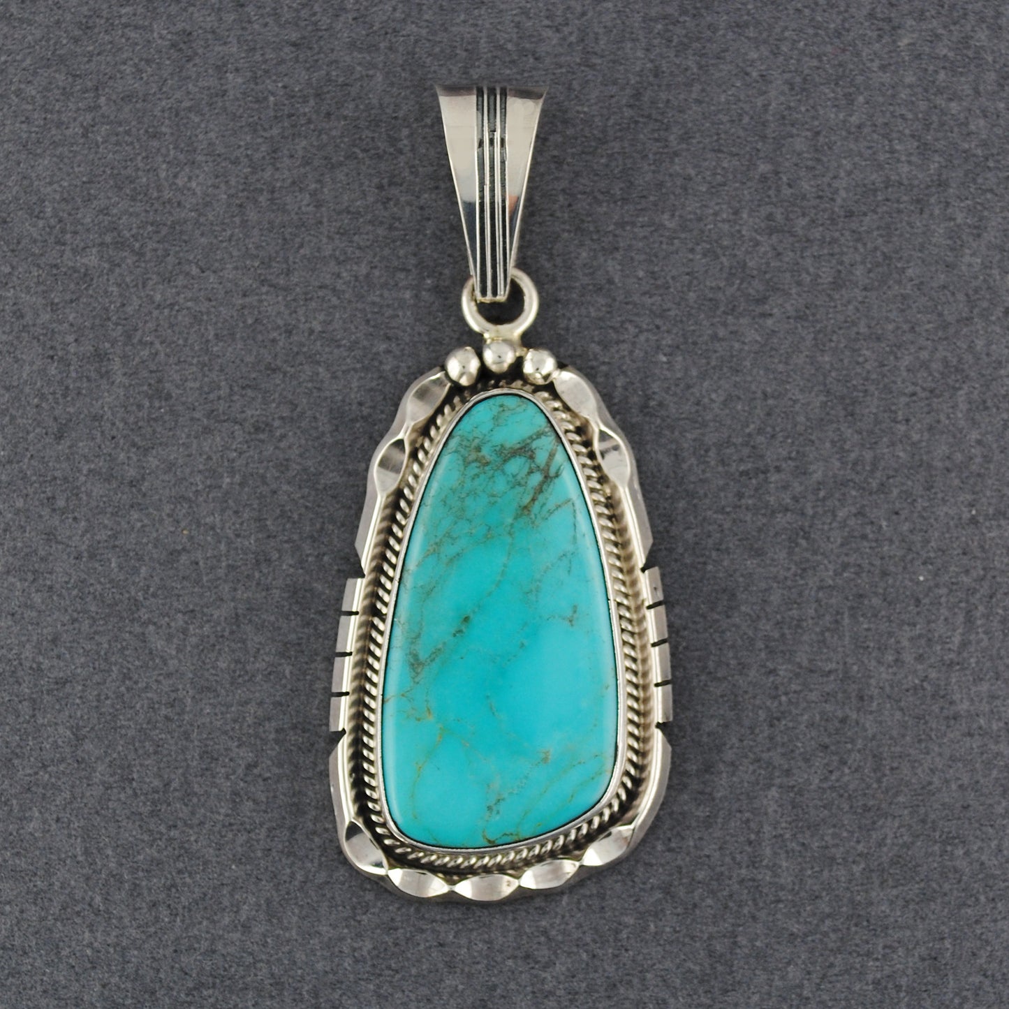 Sterling Silver Turquoise Large Oblong Pendant