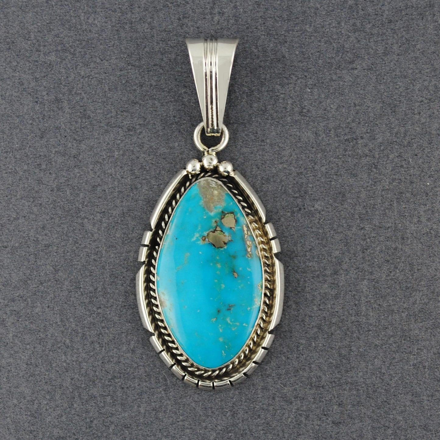 Sterling Silver Turquoise Notched Bezel Pendant